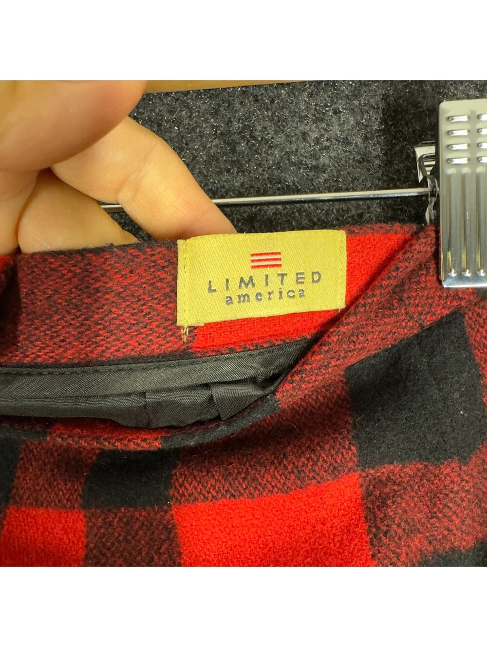 Limited America Mini Skirt Women 12 Red Plaid Short Cashmere Lined Mid Rise